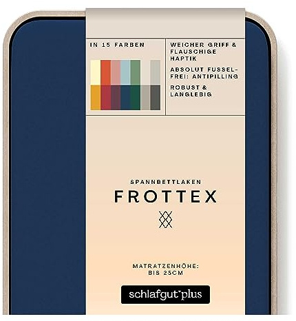 schlafgut Frottex Spannbettlaken 180x200 cm Frottee Baumwolle, Blue Deep | Bettlaken, Spannbetttuch 200x200 cm, Blau, Frottee Stretch, saugfähig, bis 25 cm Steg, OEKO-TEX, Rundumgummi