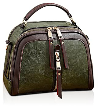 NICOLE & DORIS Umhängetasche Klein Damen Handtasche Damen Schultertasche PU Leder Tasche Handytaschen Crossbody Bag mit Mehreren Taschen Messenger Bag Brieftasche Grün