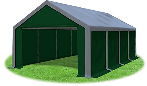 Stabilezelte Partyzelt 4x8m Modular Professional PVC 500 g/m² geschlossen GRAU GRÜN