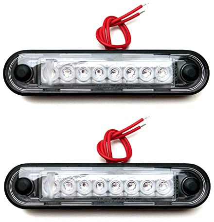 MelTruck 2x LED Umrissleuchte 12V/24V IP68 E9 für LKW PKW Anhänger Trailer Wohnwagen, flach & rund Gummiunterlage, weiß/gelb/rot, kurz oder lang, Bull Bar
