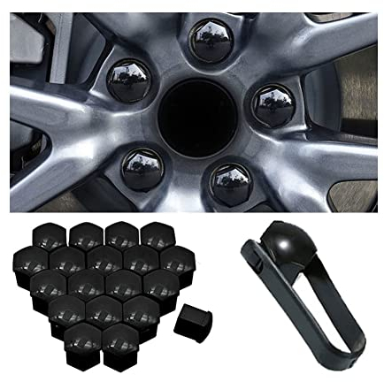 LIPPSY 20 Stücke Auto Radmutterkappen für Hyundai I30 i35 IX20 IX25 IX35, Sechskant Radbolzen Anti-Rost Radschrauben Kappen Schutz Abdeckungen Zubehör,19mm-A/Black