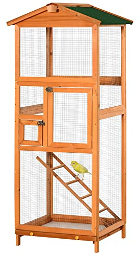 PawHut Jaula para Pájaros Grande 68x63x165 cm Madera