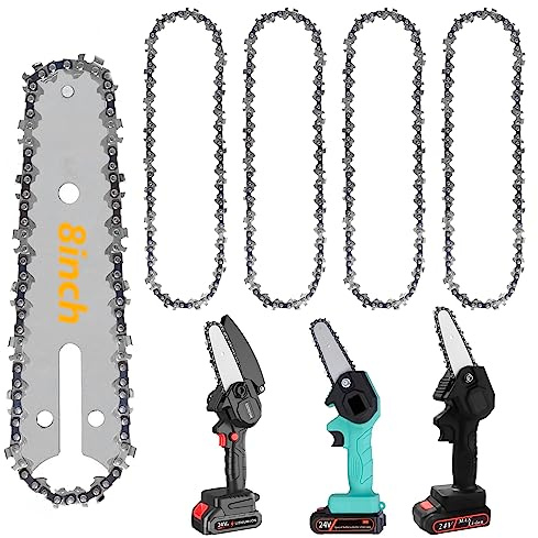 4-Pack 8 zoll kettensäge kette, sägeketten 8 zoll mini kettensäge kette 1/4 zoll, 3/8 LP Sägenkette für 24 cm Schiene - 48 Antriebsglieder, 1.3mm - rückschlagsarme Kette