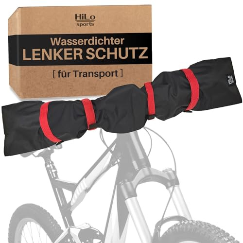 HiLo sports Lenkerschutzhülle E-Bike wasserdicht - [Für alle Fahrradlenker] - Passt auch für große Lenker mit Hörnchen - Reißfester Fahrrad Transportschutz - Fahrradschutz Heckträger (Rot)