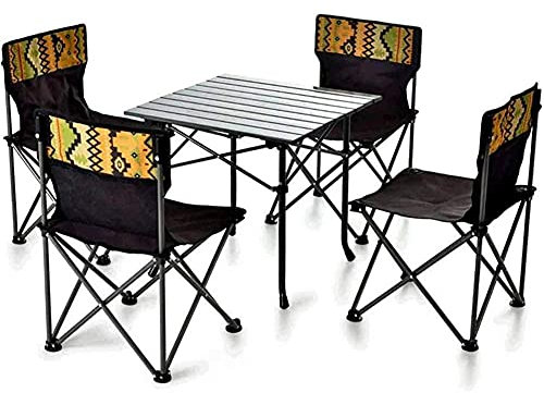 Ultraleichter Campingstuhl, zusammenklappbar, Outdoor-Camping-Outfit, tragbare Tische und Stühle, fünfteiliges Set aus Aluminiumlegierung, Freizeit-Strandstuhl, geeignet für Strand, Outdoor, Grillen