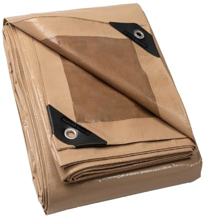 GUARD SHIELD Telone di copertura occhiello, impermeabile 3x4m, beige/kaki, multifunzione poliestere 120g/m², resistente strappi, UV-stabilizzato