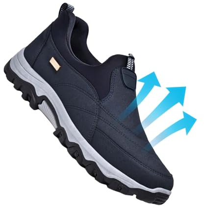 AZMAHT Mocasines Zapatos de Hombre con Alzas Zapatillas sin Cordones Zapatos pies Anchos Zapatillas ortopedicas Hombre Soporte ortopédico para el Arco,Azul,43/265mm