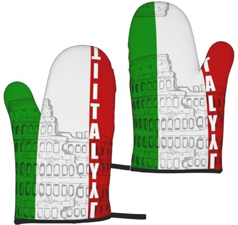Mqgmz Roman Colosseum Italian Flag Print Microwave Gloves Oven Mitts Funny Home Heat Resistant BBQ Spring/Summer 5.9X11, MC700