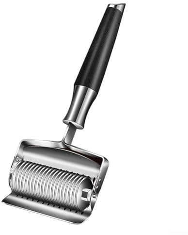 Hasaller Stainless Steel Pasta Pusher,Multi-Function Pressing Dough Cutter,Noodle Cutter Roller Handle Maker(thin noodles)