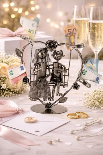 Geschenk-Himmel Metall Figur Hochzeit Paar Schaukel Geldgeschenk Metallfigur Hochzeitspaar mit Vier Klammern
