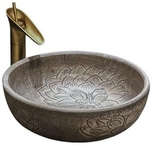 Waschbecken Waschtisch Keramik-Kunstwaschbecken, rund, Vintage-Badezimmerwaschbecken, Einzelwaschbecken, verdicktes Badezimmer, Balkon, Außen-Handwaschbecken Ideal für Arbeitsplatten in Badezimmern