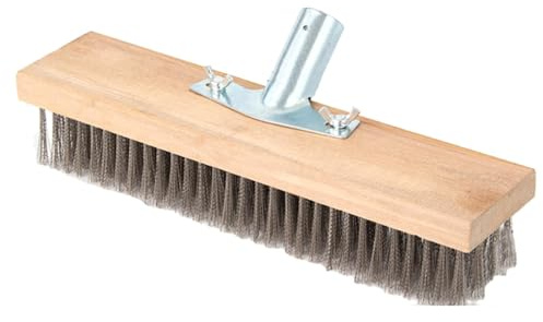 Heavy Duty Wire Broom, Stainless Steel Wire Broom, Pool Brush, Moss Removal Floor Brush, Deck Scrub, Mental Floor Scrubber For Cleaning Moss