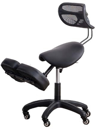 SFKLYU Ergonomischer Kniestuhl, Verstellbarer Haltungsstuhl mit Hoher Rückenlehne. Verbessern Sie Ihre Haltung mit Einem Abgewinkelten Sitz für das Homeoffice mit Gleitrollen,A1