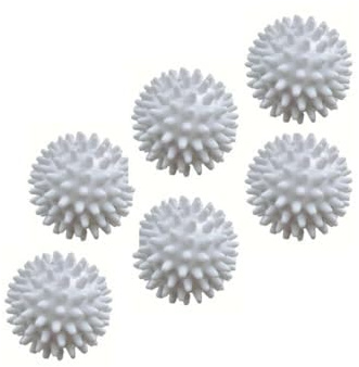 Reusable Laundry Dryer Balls, Sky Blue Plastic Anti-Static Fabric Softener, Reduces Wrinkles, Sustainable Cleaning Supplies, Essential Washing & Drying Aid for Soft, 6 Pack (White)