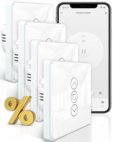 MOES WiFi Smart 2.5D Interrupteur de rideau à écran tactile en verre incurvé, prend en charge les applications Smart Life/Graffiti et Alexa/Google Home Voice Control 4PCS