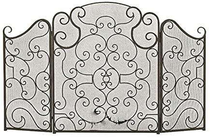 Fireplace Screen Guard,Fire Guard Écran de cheminée en Maille d'acier à 3 Panneaux de 34,6 Pouces de Hauteur, Panneaux de cheminée en Fer forgé Massif, Grille de Protection Contre Les étince