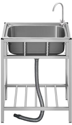 CZAOERXB Lavello da cucinaLavelli da Cucina Lavello da Ristorante Indipendente Lavello da Cucina Professionale in Acciaio Inox Lavello da Giardino per Esterni con Rubinetto e Staffa rinforz
