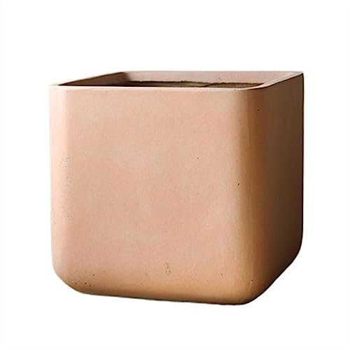 Jardineras Macetas cuadradas grandes de hormigón sintético, modelo alto, plantas y flores verdes, macetas, suelo de color sólido simple, decoración del hogar Macetas para Flores(Bruin,Grande)