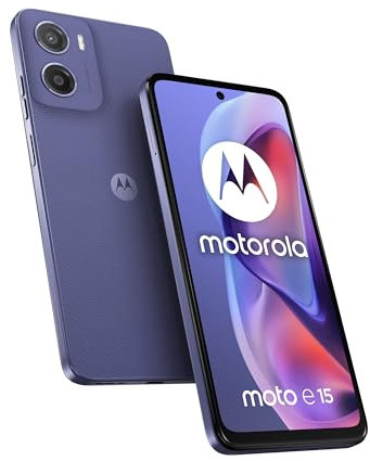 Motorola moto e15 Cellulare 16,9 cm [6.67] Doppia SIM Android 14 Go edition 4G USB tipo-C 2 GB 64 GB 5200 mAh Lavanda (Motorola E15 Fresh Lavender 2+64)