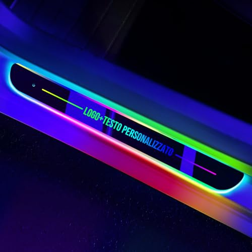 Custom Logo and Text Car Door Sill Lights Auto-Sensing, Personalised LED Welcome Gifts for Men Women, 7 Colors Magnetic Adsorption Wireless Pedal Light for All Cars