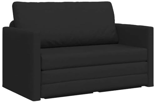 vidaXL Sofá Cama 110cm Negro Tela, Sala de Estar Moderna, Sofá Rectangular Compacto, Sofá de Terciopelo Convertible y Elegante, Asientos de Tacto Suave y duraderos, Muebles funcionales