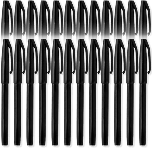 Pentel S520 Original Sign Pen Fasermaler, Fineliner, 2 mm Spitze, 1 mm Linie, 24 Stifte (schwarz)