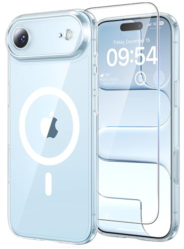TAURI Fodral för iPhone 17 Air, anti-gulnande med skärmskydd, skydd i militärkvalitet, stötsäkert, smalt telefonfodral, klart