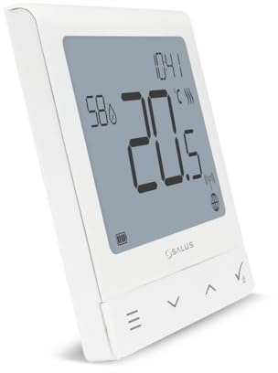 Salus SQ610RF Wireless Digital Programmable Smart Thermostat, Battery Powered, LCD Display, Compatible with Underfloor Heating