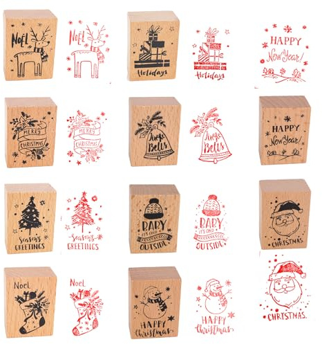 10Pcs Stempel Weihnachten Set, Weihnachtsstempel Holz, Frohe Adventskalender Stempel Weihnachten Zum Gestalten Von Weihnachtskarten, Scrapbooking, Geschenkverpackungen (10PCS Christmas)