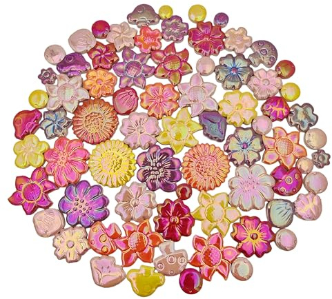 1,1 kg Keramik Mosaikfliesen, gemischte Farben Keramik Mosaikstücke für Handwerk, Mosaikfliesen für Hausdekoration oder DIY-Handwerk, Mosaik-Herstellungszubehör (Irisierende gemischte Farben Blumen+