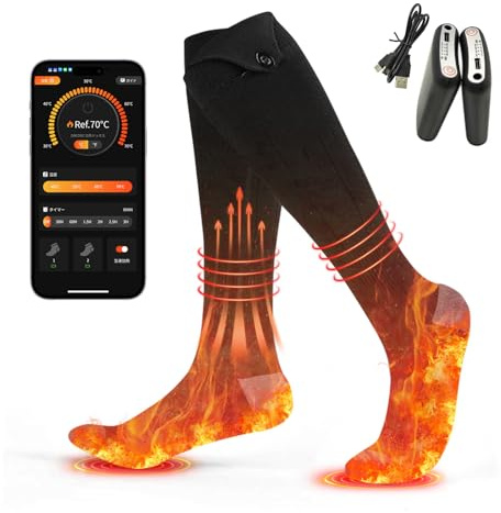 Heated Socks 5V 5000mAh Rechargeable for Men Women, 4 Heating Levels, Electric Heated Socks for Camping Skiing Hunting Cycling Motorcycling, Hiking Outdoors Work