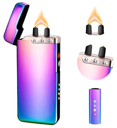 SKRFIRE Encendedor eléctrico resistente al viento, encendedor de arco de plasma, encendedores recargables USB con indicador de batería (color)
