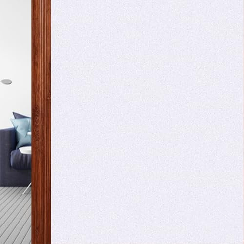Fensterfolie Milchglasfolie Blickdicht Sichtschutzfolie 50 x 200 cm Ohne Klebstoff Folie Anti UV Fensterfolie Milchglas Selbstklebend für Büro Duschkabine, weiß matt