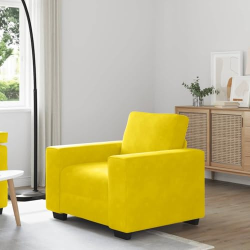 Mandloder Eleganter Sessel Gelb 60 cm aus Weichem Samt, Moderner Akzentstuhl für Wohnzimmer, Schlafzimmer & Büro, Komfortabler Sitz mit Robuster Konstruktion, Maximal 110 kg Belastbar