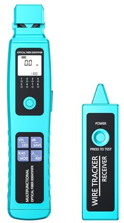 Fiber Optic Identifier, 30mW Fiber Optic Cable Tester with Wire Tracker, 850nm-1650nm VFL and Optical Power Meter OPM Functions, RJ45 Cable Tester, for Network Installation Maintenance