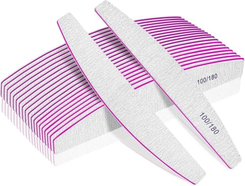 Professional Nail Files, 12pcs 180/100 Grit Double Sided Emery Board Washable Nail Files for Acrylic & Natural Nails, Fingernail Buffering Files Manicure Tools Nail Styling Tools Pet Grooming Tools