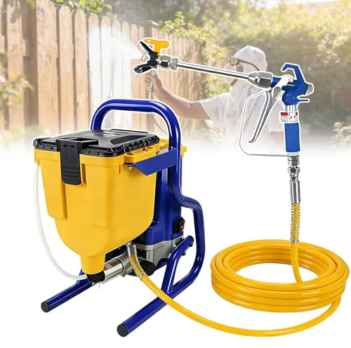 Spruzzatore airless ad alta efficienza da 1800 W, pistola a spruzzo elettrica professionale per esterni domestici e progetti su larga scala con pressione regolabile e tubo in fibra da 8 m