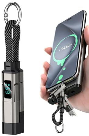 Générique Laddningskabel med nyckelring | Kort laddningskabel 65 W, 4 i 1 med LED-skärm | datakablar med hög hastighet, för telefoner, mobila enheter, surfplattor, resor, camping, arbete