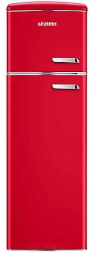Severin RKG 8986 Retrò Frigorifero Doppia Porta, Rosso, Aperura Porta a Sx
