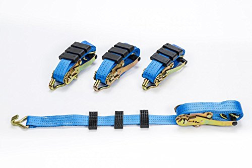 LOADCARE 4 x Autotransportgurt, Auto Zurrgurt, Auto Spanngurt, PKW Spanngurt, blau 2,7 m