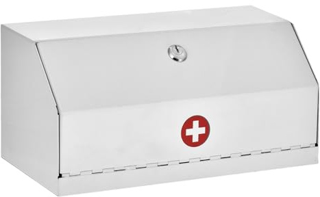 AdirMed Armoire à Pharmacie verrouillable – Support Mural en Acier Blanc Robuste pour médicaments et Stockage de Fournitures médicales avec verrou pour la Maison, l'école et Le Bureau