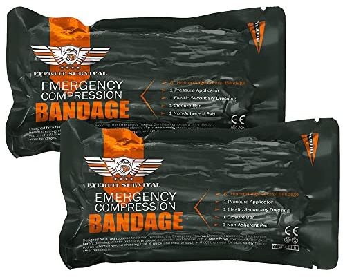 EVERLIT Israeli 6 Inch Emergency Bandage Compression Trauma Pressure Wound Dressing Sterile Vacuum-Sealed Packaging for Bleeding Control, Medical Trauma Kit, Gun Shot, First Aid IFAK