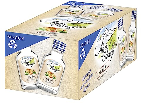 Alpenschnaps Steinbeisser Marille (30 x 20 ml) – Milder, aromatischer Marillenschnaps als PET – Obstschnaps mit Rezeptur aus dem Alpenland – Schnaps für den Genuss nach dem Essen – 35 % Vol.