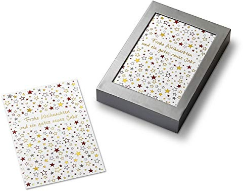 bsb Weihnachtskarten Set - 8 Weihnachtskarten mit Umschlag & Verpackung - Weihnachtskarte Set mit Stern-Motiv - Schönes Weihnachten Set in 11,5 x 17,0 cm