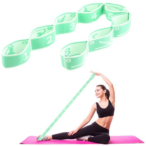 Yoga Stretching Strap, Abeillo Yoga Stretch Gurt mit 8 Schleifen, Joga Zubehör, Fitnessbander, Resistance Bands, Gymnastikband Elastisch für Pilates, Tanz, Gymnastik, Effektives Dehnung (lila)