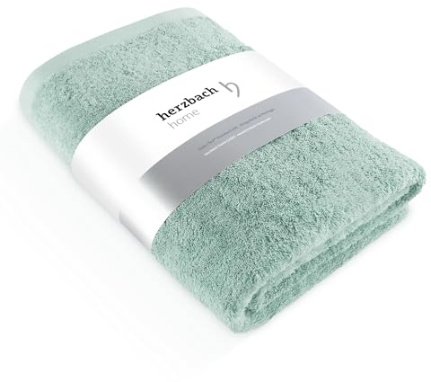herzbach home Toalla de baño de alta calidad, 100 x 150 cm, color menta, grande, suave y absorbente, 100% algodón natural