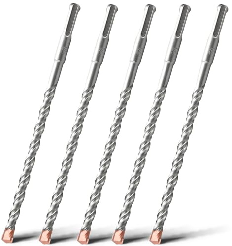 HSAWBIT 5 PACK OF - 8mm x 210mm LONG SDS MASONRY DRILL BIT, SDS PLUS SHANK | TUNGSTEN CARBIDE TIP FOR WALL STONE CONCRETE BRICK