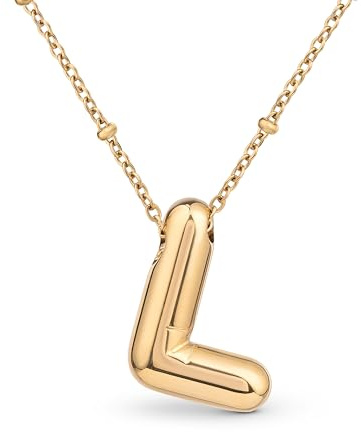 Amberta Buchstaben Kette Gold Initialen für Frauen Teenager Geschenke | 18K Vergoldet Buchstaben Anhänger Blasen