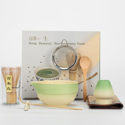 GUOMIS Matcha-set, 7 st matcha-kit, matcha-visp, matcha-sked, visp för visp, en idealisk semesterpresent till familj och kollegor (01)