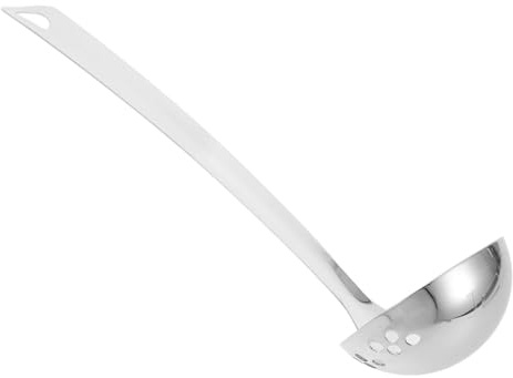 Tofficu Louche en Acier Inoxydable Multifonction 1 Pièce, Cuillère à Spaghetti Passoire Intégrée, Ustensile la Cuisine Inox pour Fondue Chinoise et Cuisson Quotidienne, Accessoire